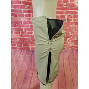 Essendi 2 Tan Beige Stretch Two side zipper Lined Women's Skirt NEW #CB3